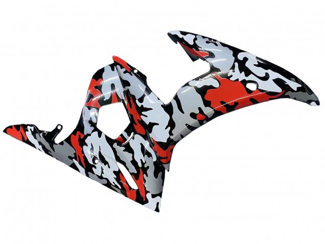 Black Red Grey Camouflage 2006-2009 Yamaha YZF R6S Motorcycle Fairings