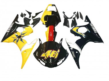 Black Yellow Red 46 2005 Yamaha YZF 600 R6 Motorcycle Fairings