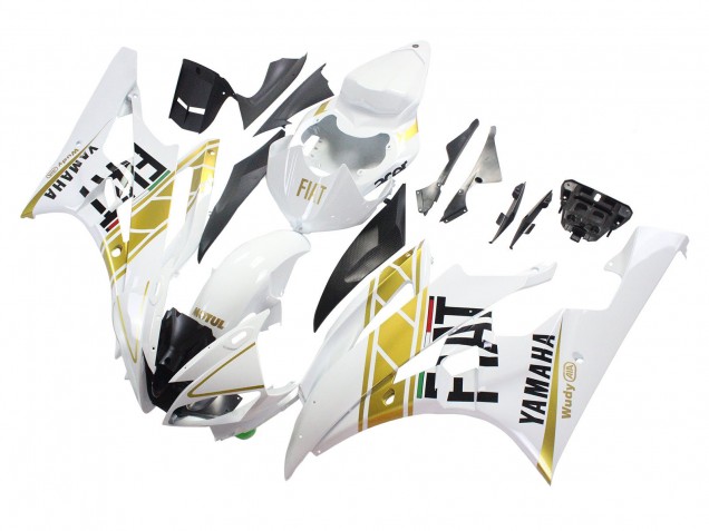 White Gold Black Fiat 2006-2007 Yamaha YZF 600 R6 Motorcycle Fairings