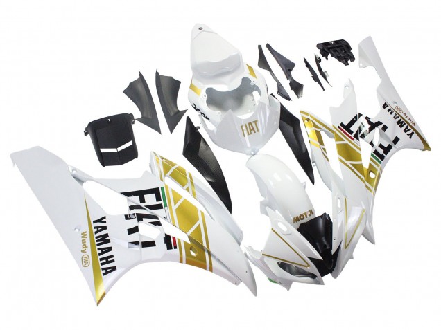White Gold Black Fiat 2006-2007 Yamaha YZF 600 R6 Motorcycle Fairings