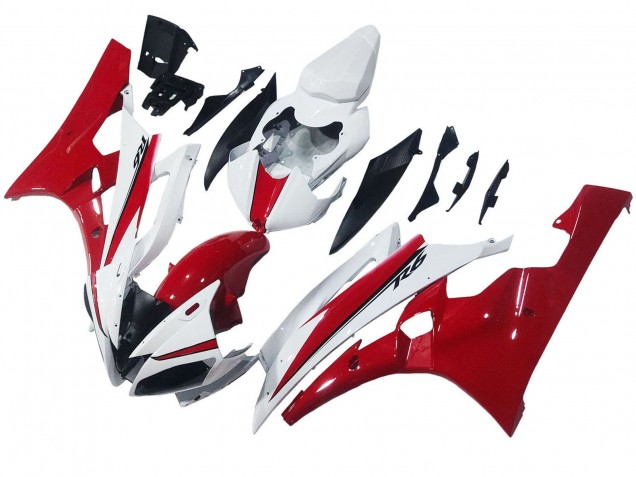 White Red 2006-2007 Yamaha YZF 600 R6 Motorcycle Fairings