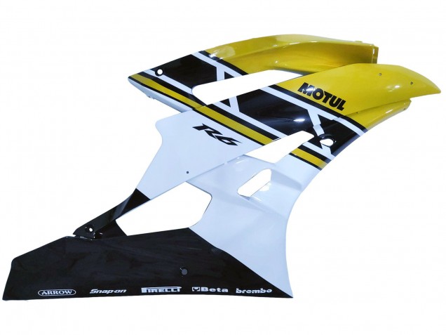 Yellow White Glossy Black Motul 2006-2007 Yamaha YZF 600 R6 Motorcycle Fairings