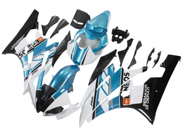 White Blue Black Semakin Didepan ENEOS 2006-2007 Yamaha YZF 600 R6 Motorcycle Fairings