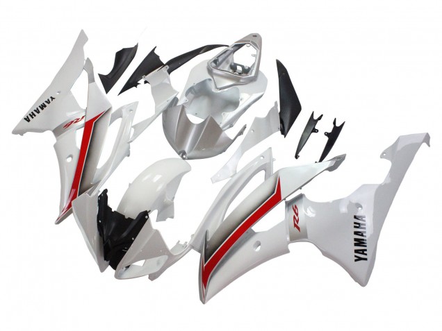 White Red 2008-2016 Yamaha YZF 600 R6 Motorcycle Fairings