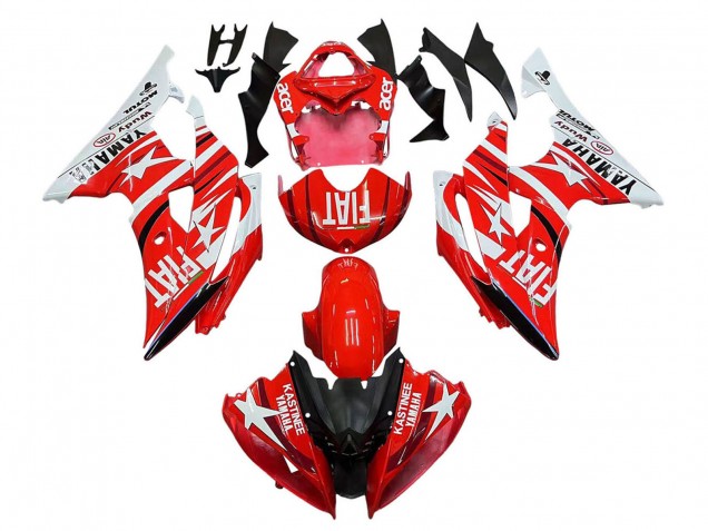 White Red Black Fiat Acer 2008-2016 Yamaha YZF 600 R6 Motorcycle Fairings