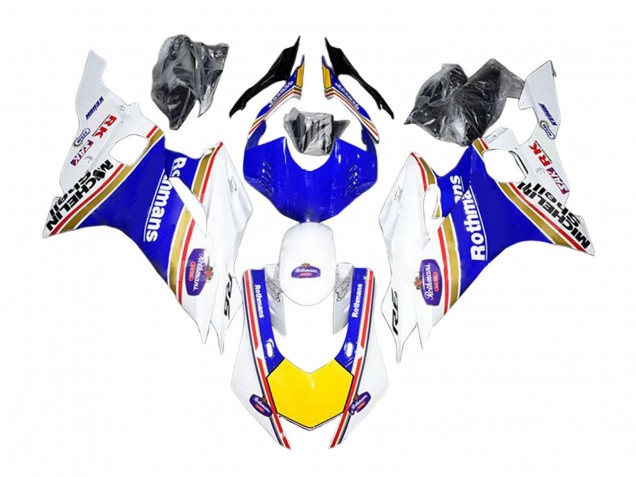 White Blue Yellow Rothmans 2017-2023 Yamaha YZF 600 R6 Motorcycle Fairings