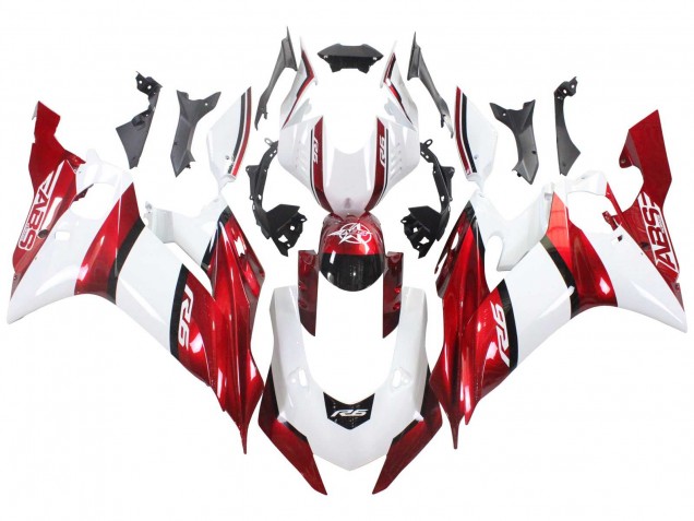 White Red Black 2017-2023 Yamaha YZF 600 R6 Motorcycle Fairings