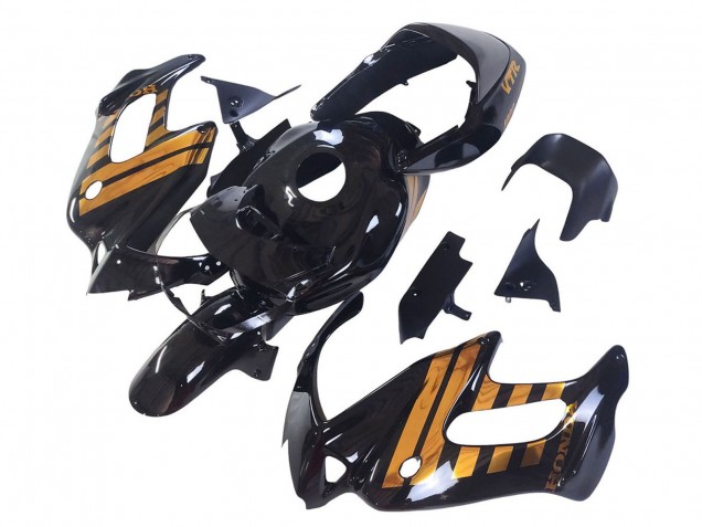 Glossy Black Gold 1997-2005 Honda VTR1000F Motorcycle Fairings
