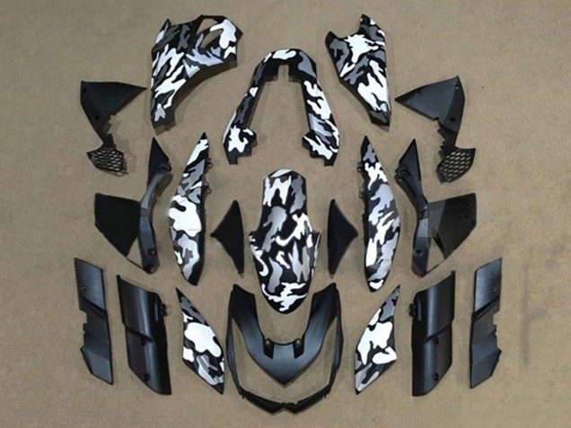 Black White Camouflage 2010-2013 Kawasaki Z1000 Motorcycle Fairings