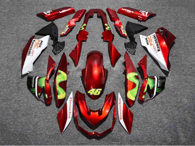 Red White Green Monster 46 2010-2013 Kawasaki Z1000 Motorcycle Fairings