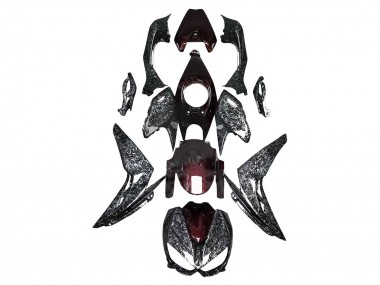 Black Red Forged Carbon Fiber 2014-2019 Kawasaki Z1000 Motorcycle Fairings