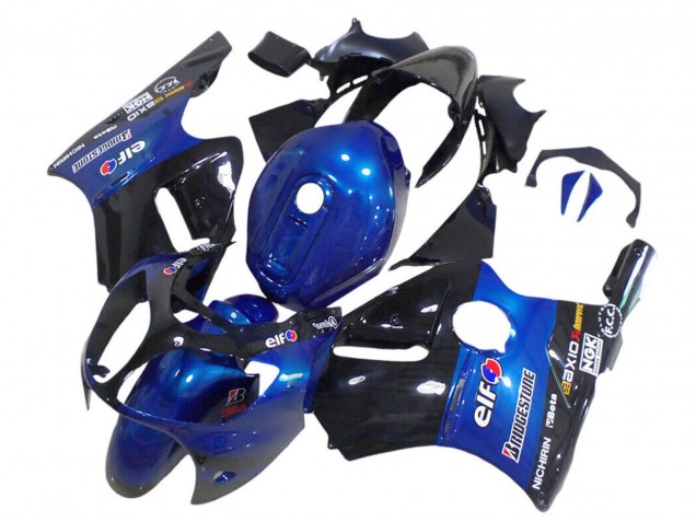 Blue Glossy Black Elf Bridgestone 2000-2001 Kawasaki ZX12R Motorcycle Fairings