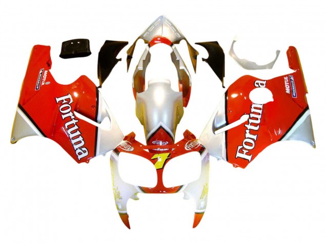 Silver Red Fortuna Motul 7 2000-2001 Kawasaki ZX12R Motorcycle Fairings
