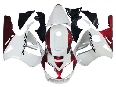 White Red Black 2002-2006 Kawasaki ZX12R Motorcycle Fairings