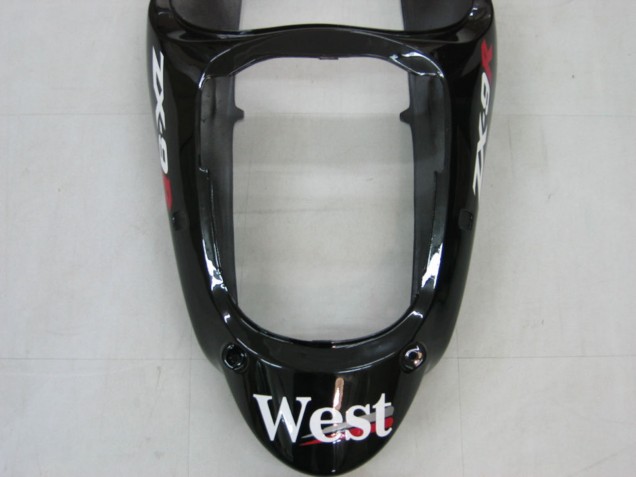Glossy Black White West 2000-2001 Kawasaki ZX9R Motorcycle Fairings