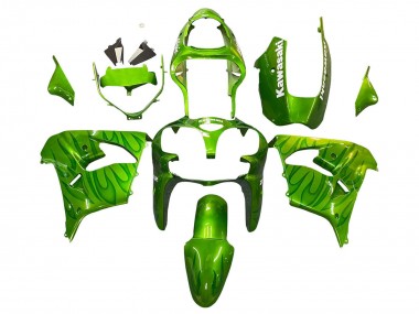 Green Flame 2000-2001 Kawasaki ZX9R Motorcycle Fairings