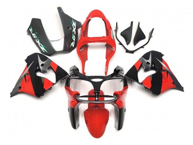 Red Black Silver 2002-2003 Kawasaki ZX9R Motorcycle Fairings