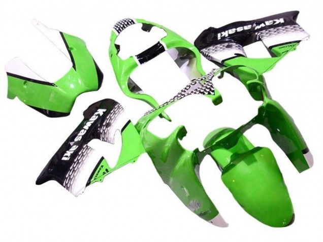 Green White Black 2002-2003 Kawasaki ZX9R Motorcycle Fairings