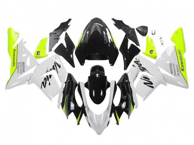 White Black Neon Yellow 2004-2005 Kawasaki ZX10R Motorcycle Fairings