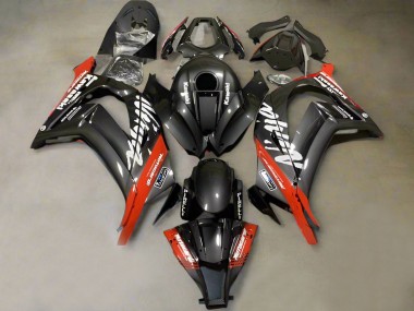 Faux Carbon Fiber Red White 2011-2015 Kawasaki ZX10R Motorcycle Fairings