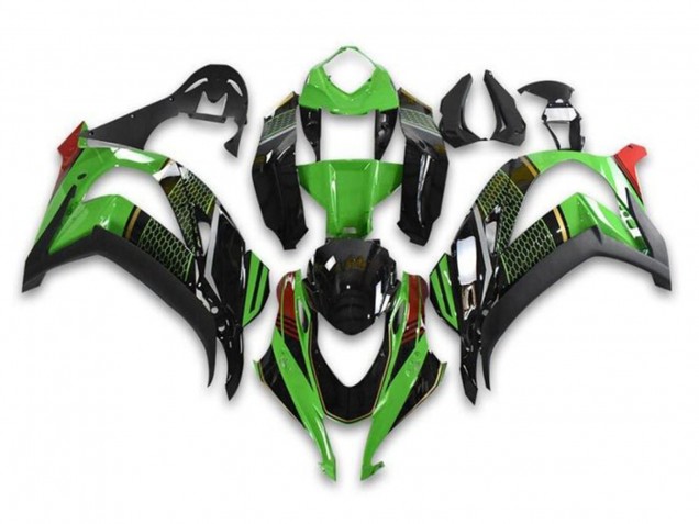 Green Glossy Black Red Honeycomb 2016-2020 Kawasaki ZX10R Motorcycle Fairings