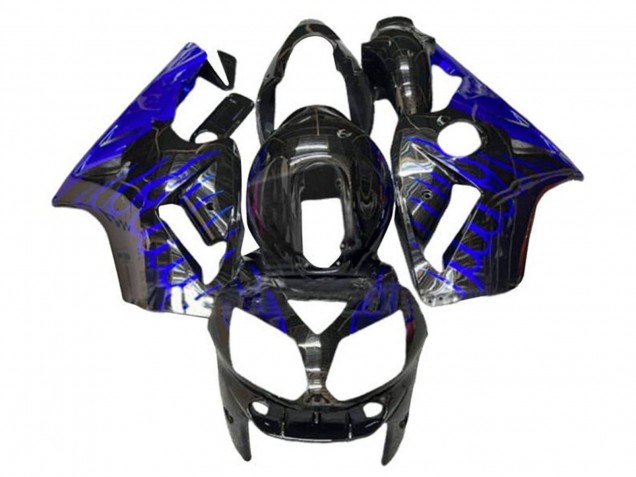 Glossy Black Blue Flame 2002-2006 Kawasaki ZX12R Motorcycle Fairings