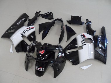 Glossy Black White Red West Mobil 4 2002-2006 Kawasaki ZX12R Motorcycle Fairings