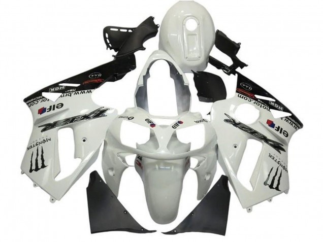 Pearl White Black Elf Monster 2002-2006 Kawasaki ZX12R Motorcycle Fairings
