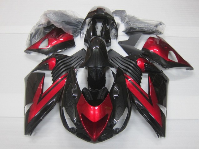 Candy Red Glossy Black 2006-2011 Kawasaki ZX14R ZZR1400 Motorcycle Fairings