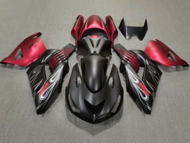 Matte Black Red Silver Flame 2006-2011 Kawasaki ZX14R ZZR1400 Motorcycle Fairings