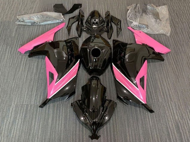 Glossy Black Pink White Stripe 2013-2024 Kawasaki EX300 Motorcycle Fairings