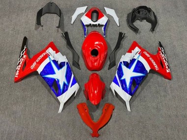 White Red Blue Star Captain America 2013-2024 Kawasaki EX300 Motorcycle Fairings
