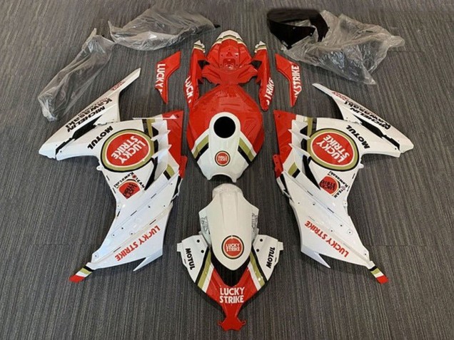 White Red Lucky Strike 2013-2024 Kawasaki EX300 Motorcycle Fairings