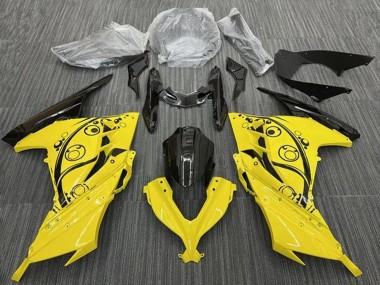 Yellow Black Circles 2013-2024 Kawasaki EX300 Motorcycle Fairings