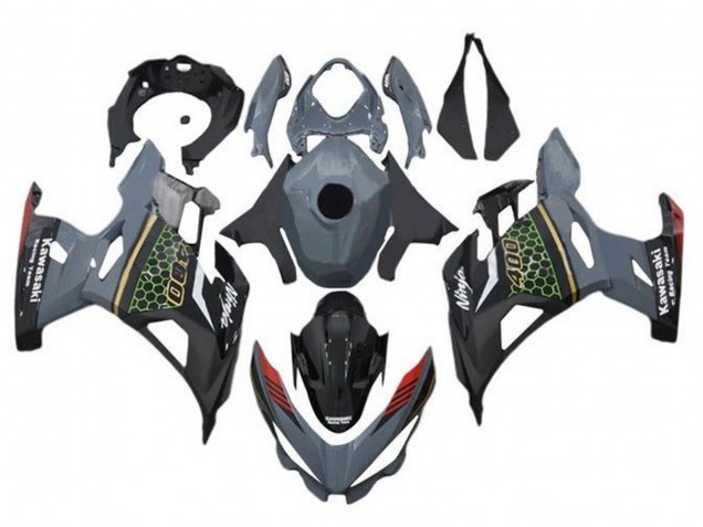 Grey Black Red Honeycomb 2018-2024 Kawasaki Ninja 400 Motorcycle Fairings