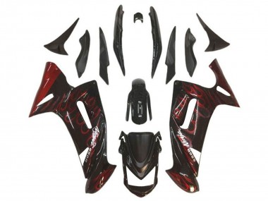 Glossy Black Red Flame 2006-2008 Kawasaki Ninja 650 EX650 Motorcycle Fairings