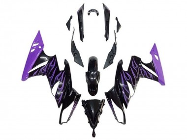 Glossy Black Purple Flame 2009-2011 Kawasaki Ninja 650 EX650 Motorcycle Fairings
