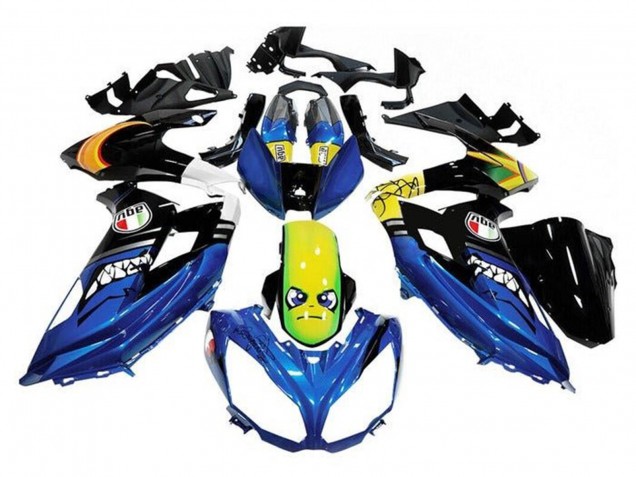 Blue Yellow Shark 2012-2016 Kawasaki Ninja 650 EX650 Motorcycle Fairings