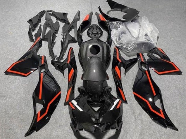 Black Faux Carbon Fiber Red 2019-2025 Kawasaki ZX25R ZX-25R Motorcycle Fairings