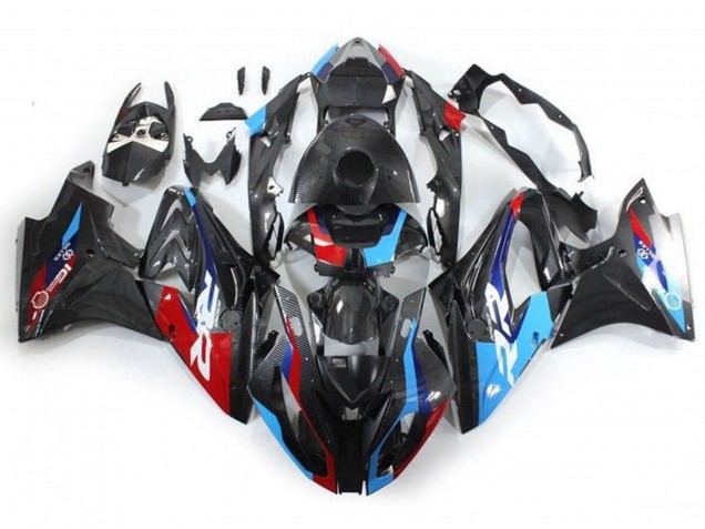 Blue Red Faux Carbon Fiber 2017-2018 BMW S1000RR Motorcycle Fairings