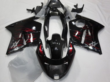 Glossy Black Red Flame 1996-2007 Honda CBR1100XX Blackbird Motorcycle Fairing
