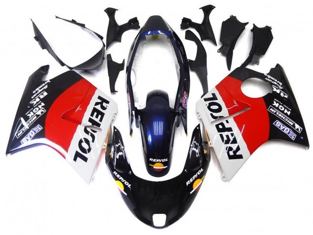 Red White Blue Glossy Black Repsol 1996-2007 Honda CBR1100XX Blackbird Motorcycle Fairings