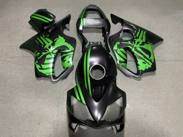 Green Matte Black Skull 2001-2003 Honda CBR600 F4i Motorcycle Fairings