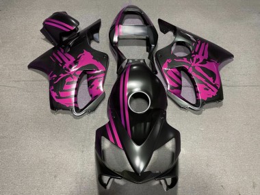 Pink Matte Black Skull 2001-2003 Honda CBR600 F4i Motorcycle Fairings
