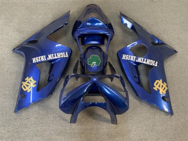 Blue Green Gold White Fighting Irish 2003-2004 Kawasaki ZX6R Motorcycle Fairings