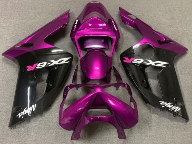Purple Glossy Black 2003-2004 Kawasaki ZX6R Motorcycle Fairing