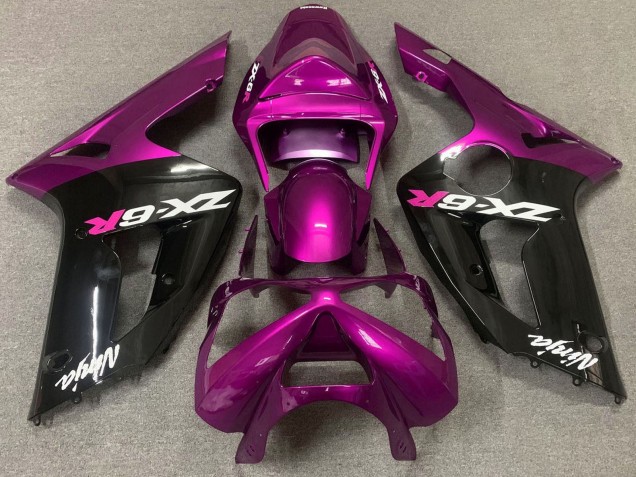 Purple Glossy Black 2003-2004 Kawasaki ZX6R Motorcycle Fairing