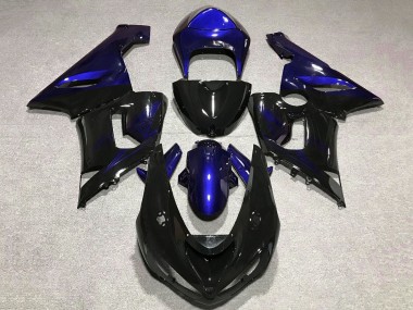 Blue Glossy Black 2005-2006 Kawasaki ZX6R Motorcycle Fairing
