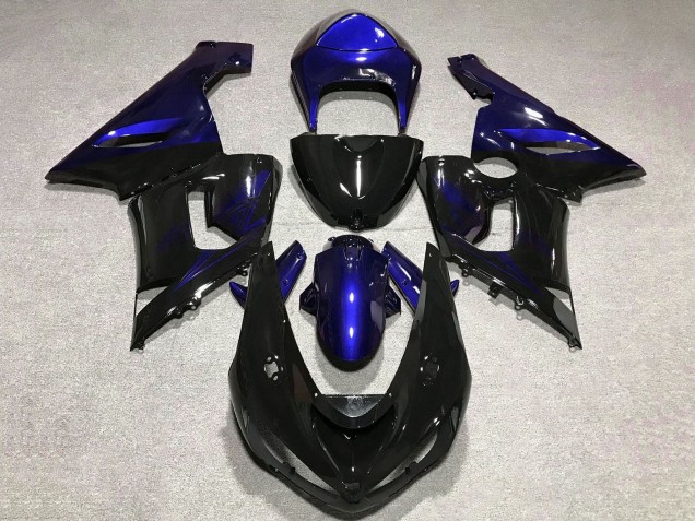Blue Glossy Black 2005-2006 Kawasaki ZX6R Motorcycle Fairing