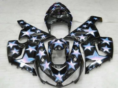 Black Blue White Star 2005-2006 Kawasaki ZX6R Motorcycle Fairings